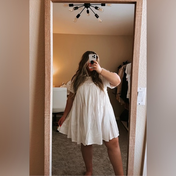 Free People Catalina mini Dress tunic white 100% cotton sz medium - Picture 2 of 16